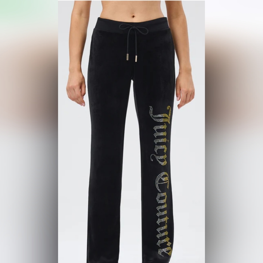 Juicy Couture Black Velvet Lounge/Sleepwear Pants with Drawstring NWT